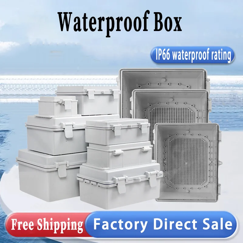 

Outdoor Waterproof Enclosure ABS Grey/Clear Cover Plastic IP66Electronic Junction Box Hinged Buckle Seal Power Distribution Box