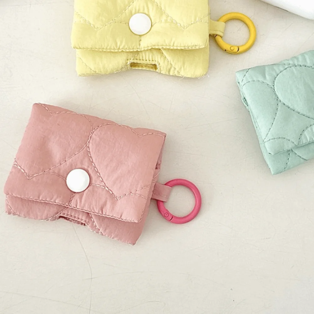 Cute Balletcore Heart Earphone Bag Korean Style Candy Color Headphone Storage Bag Soft Bluetooth Headset Earphone Case Kids