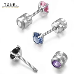 Flat Screw Back Stud Earrings 20G Tiny Unisex Cartilage Piercing Screw Double Round Cubic Zirconia Dainty Helix Earrings Women