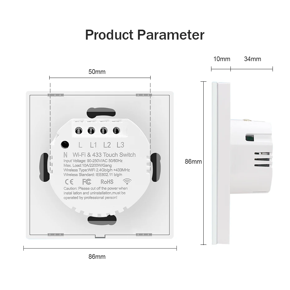 CBE Tuya Smart Life WiFi Wireless Remote Wall Smart Switch Voice Control Touch Sensor LED Light Switches Alexa Google Home 220V