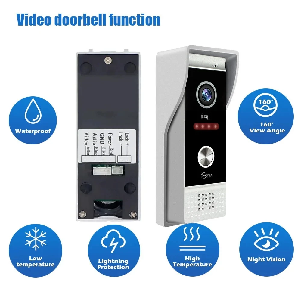 TUYA-Interphone vidéo sans fil pour maison intelligente, téléphone de porte, système de contrôle d'accès RFID pour villa et appartement, Wi-Fi, 1080P, 7 pouces