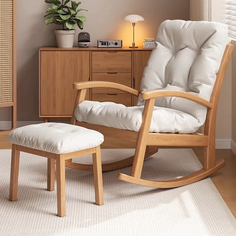 All solid wood rocking chair household single sofa recliner balcony and living room rocking chair