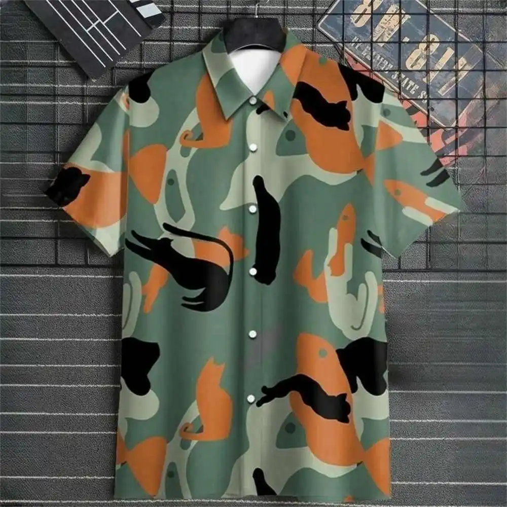 

Loose Fit ort Sve Digital Print irt Youthful Trendy Ice Sensation Cotton Blend Travel Suitable Commute Sle Button Cl...