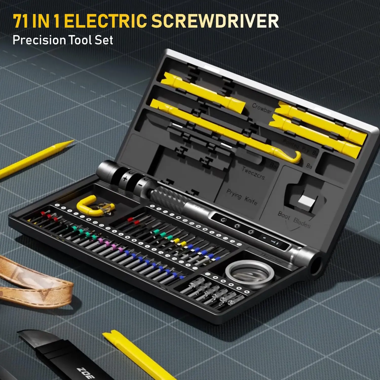 71 in 1 Cordless Screwdriver Set Small Electric Screwdriver 5 Torque Settings for Laptop and Mobile Phone Repair