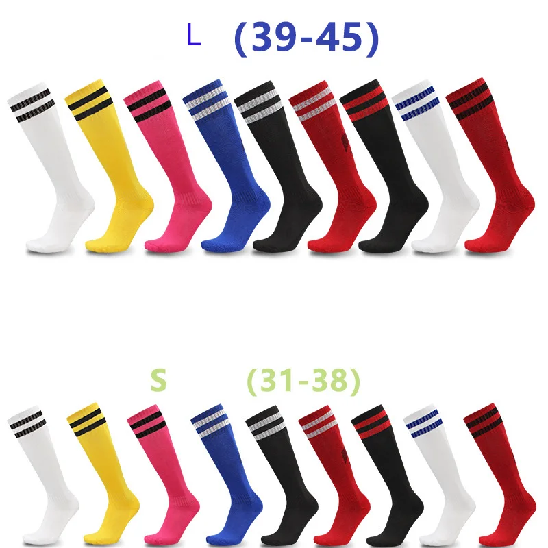 Chaussettes de Football de l'équipe nationale, 9 paires, respirantes, pour adultes et enfants, Sport épais, haut genou, Long entraînement, bas de course