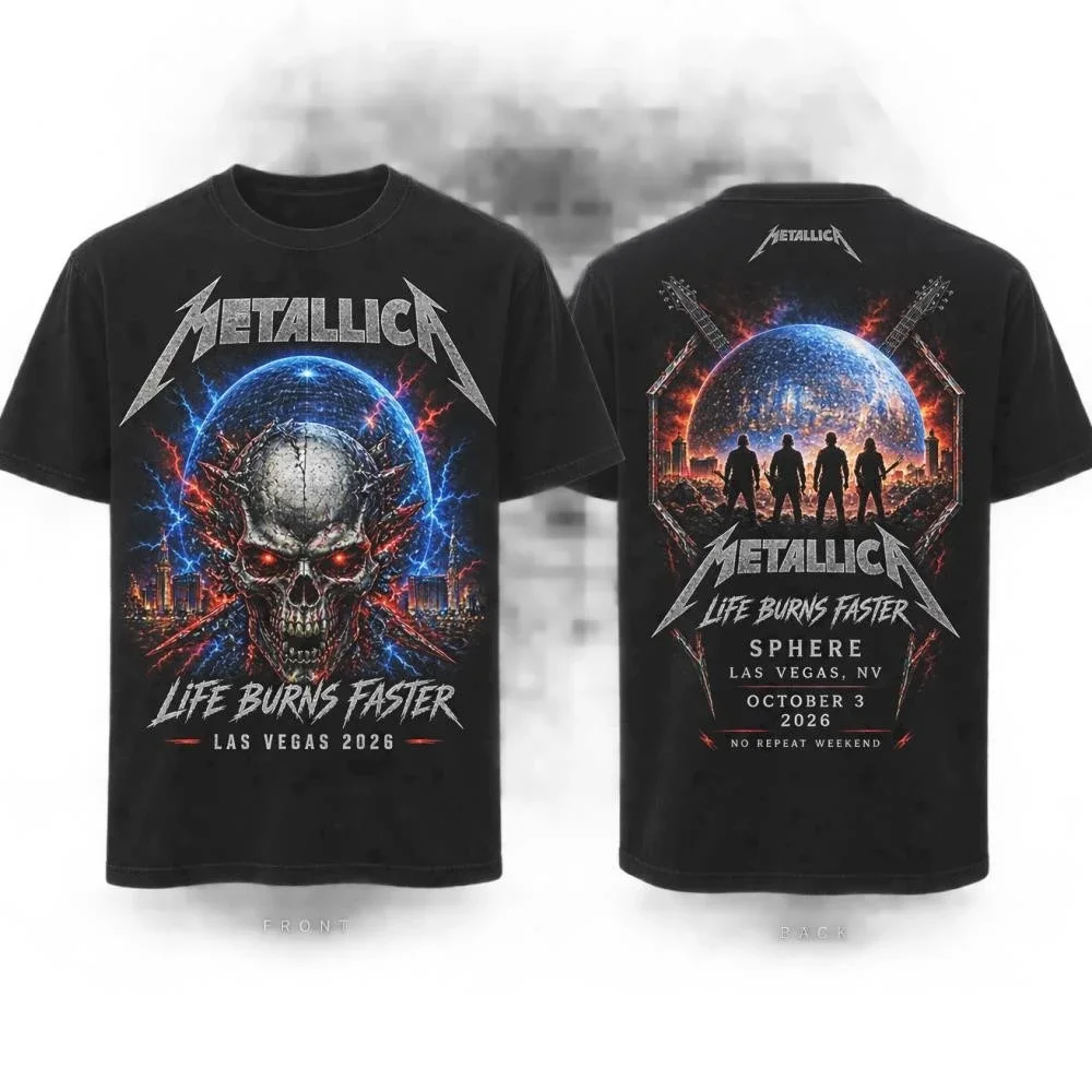 2026 Metallica Damage Inc Tour T-shirt Double Sided Print Unisex Cotton Short Sleeve Heavy Metal Band Skull Graphic Tee Y2k