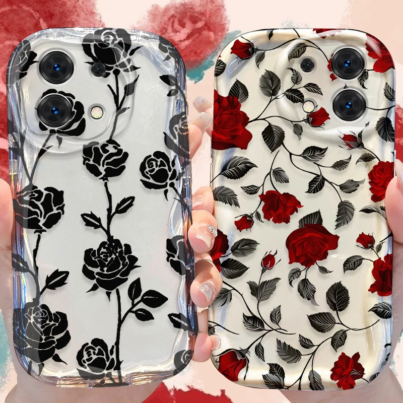 Rose Wave Case for Xiaomi Redmi Note 13 12 11 Pro Plus 4G 5G 13C 12C Turbo 12S 11S 10 9 11A 9C Silicone Shockproof Back Cover