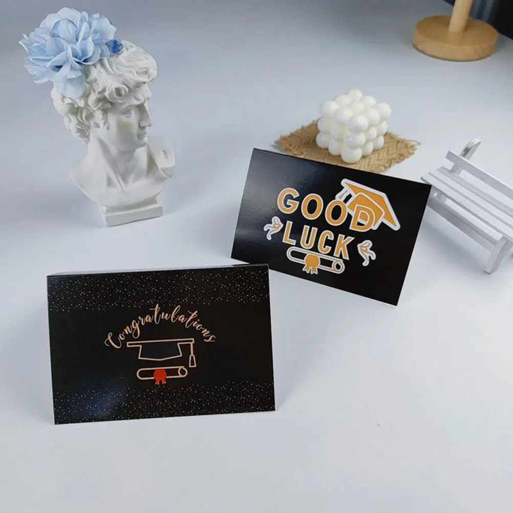 

6Sets Graduation Themed Greeting Cards Premium Writing Paper Delicate Patterns High End Texture for Graduation Gifts