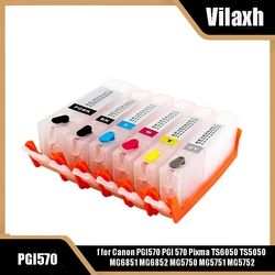 Vilaxh PGI-570 CLI-571 Refillable Ink Cartridge for Canon PGI570 PGI 570 Pixma TS6050 TS5050 MG6851 MG6852 MG5750 MG5751 MG5752