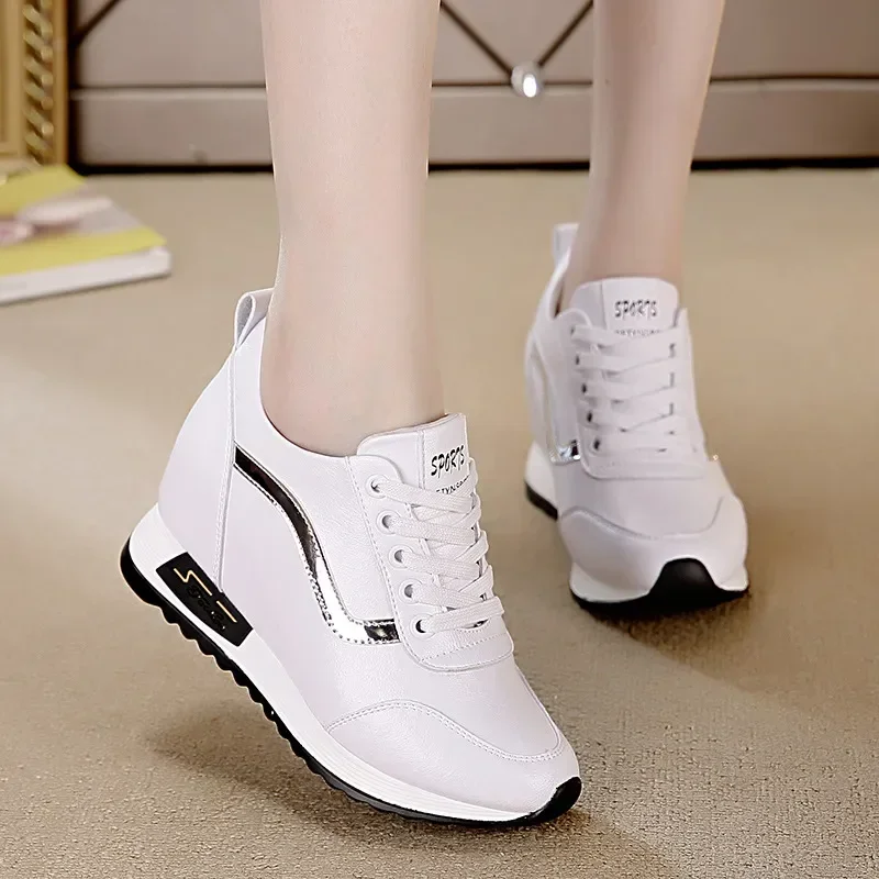 Inside Elevated Height Women\'s Shoes Korean Style White Shoes Autumn New Wedges Casual Sneakers Women Zapatos De Mujer 2024