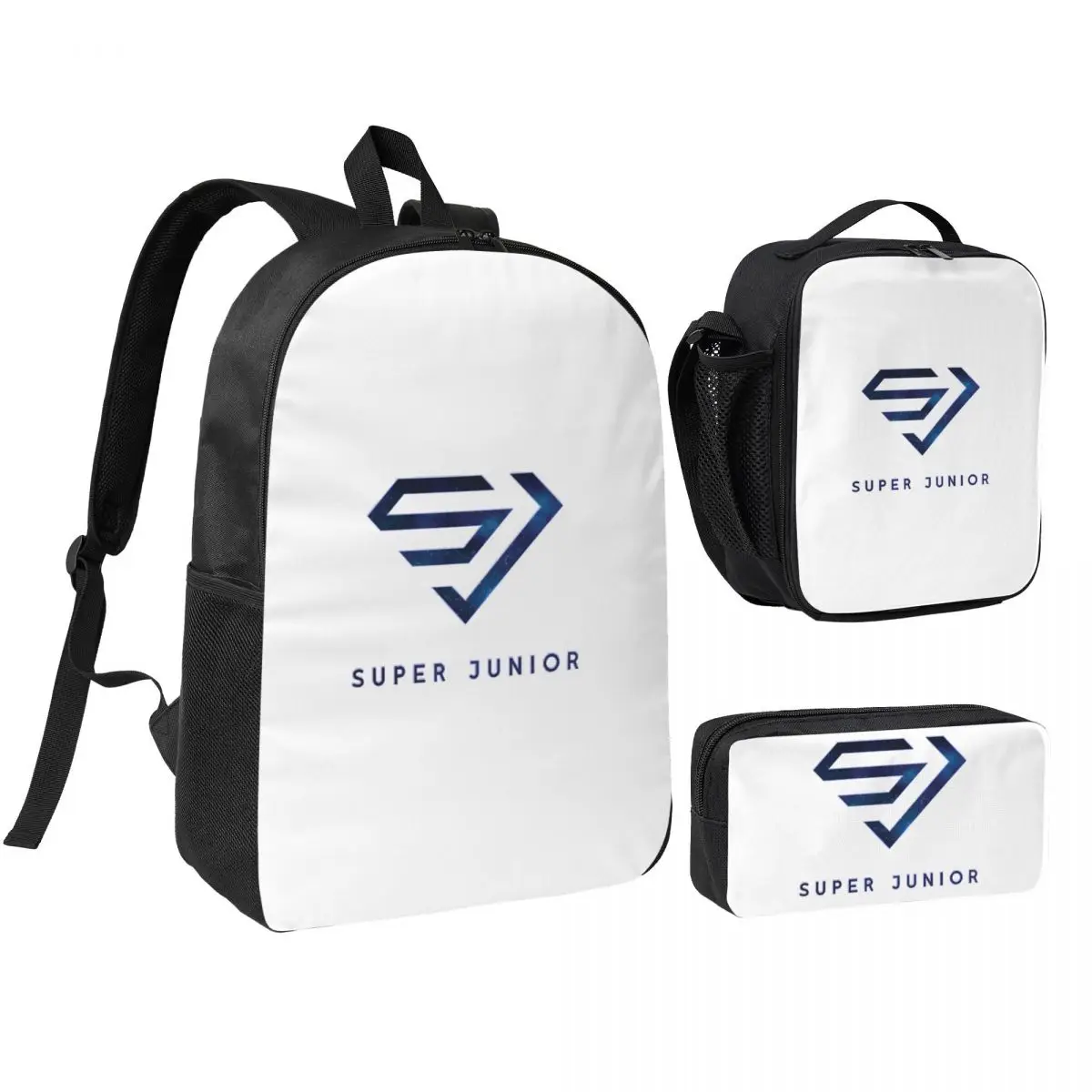 

Super Junior Logo Backpack Student Boys Girls BookBag School Bag Computer Shoulder Bags 3ps Insulated Lunch Bag Pencil Case