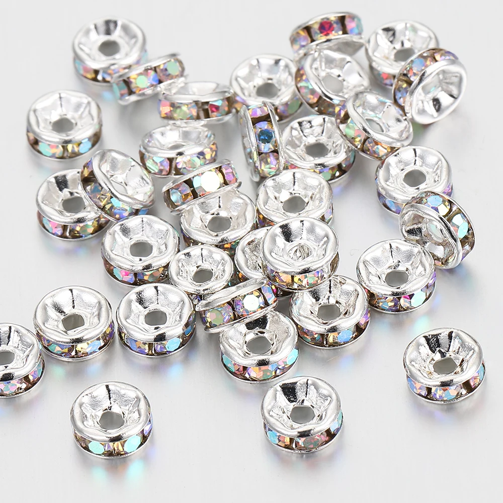 100 Stück 4/6/8/10 mm Strass Rondellen Spacer Tschechische Kristallperlen für DIY Schmuckherstellung Armband Halskette Perlenzubehör