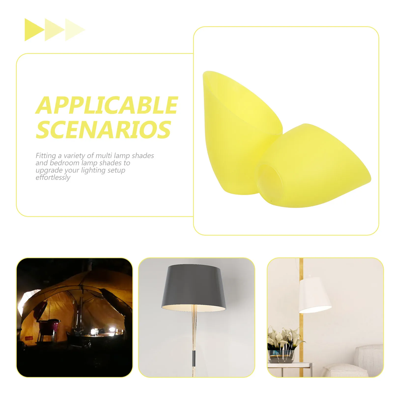 2Pcs Plastic Horseshoe Lampshade Replacement Inclined Lamp Shade for Multi-Head Table Pendant Floor Lights Yellow Outdoor