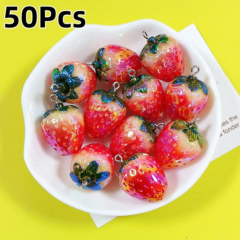 50-ピース-パック模擬-ab-カラフルなイチゴ樹脂チャームバルク卸売甘いフルーツペンダント-diy-ネックレスキーチェーンジュエリーメイク