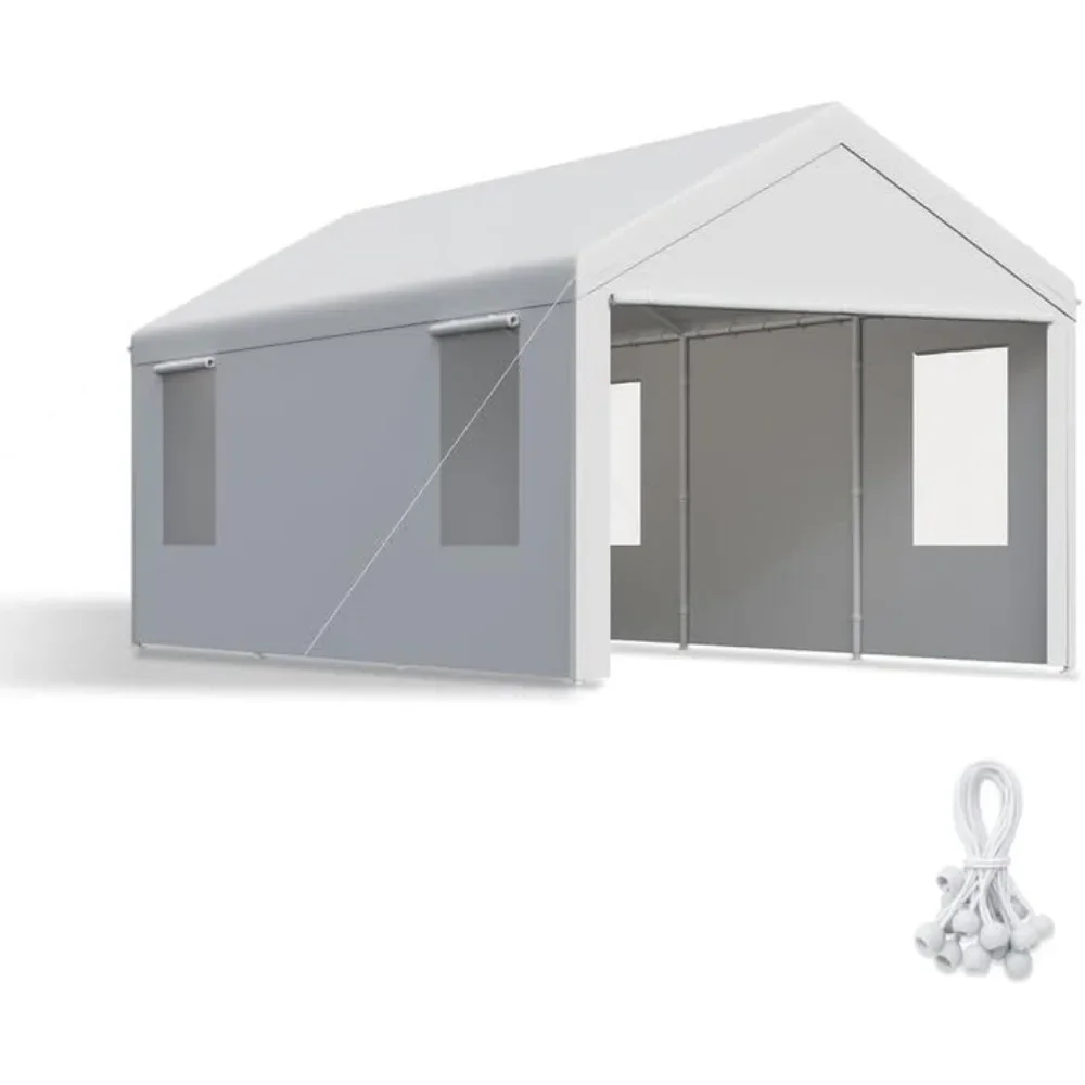 

12x20 Heavy Duty Carports, Canopy, Garage, Metal Shed, with 4 Roll-up Ventilated Windows, Outdoor, Storage, Car, Boat