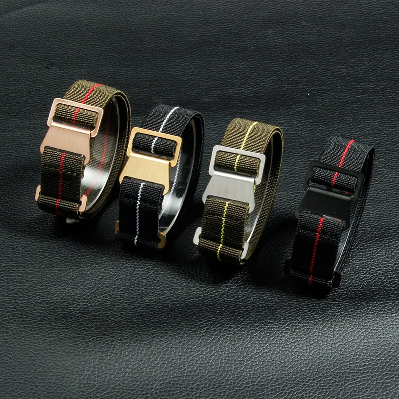 18mm 20mm 22mm Premium Elastic Nylon NATO Strap 60s Vintage Parachute Blue Metal Buckle Multi-Color Men's Replacement Watch Band