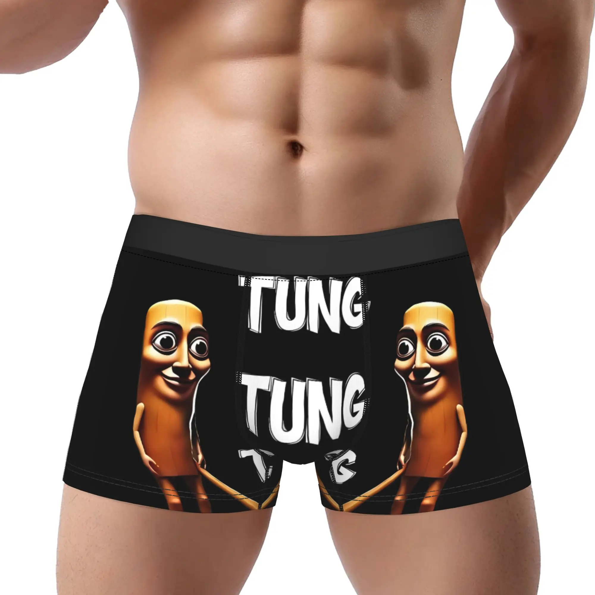 

Мужские трусы-боксеры из полиэстера с принтом: Brain Rot Tung Tung Tung Sahur Meme Italian Brainrot