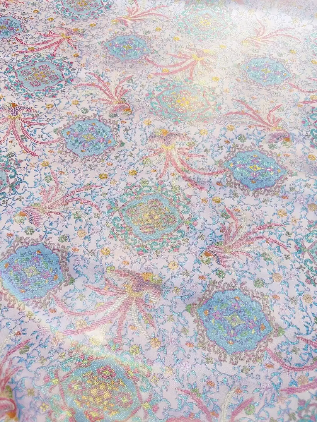 Pink Designer Fabric Silk Song Brocade for Cheongsam Waistcoats and Creative Garment Tailoring