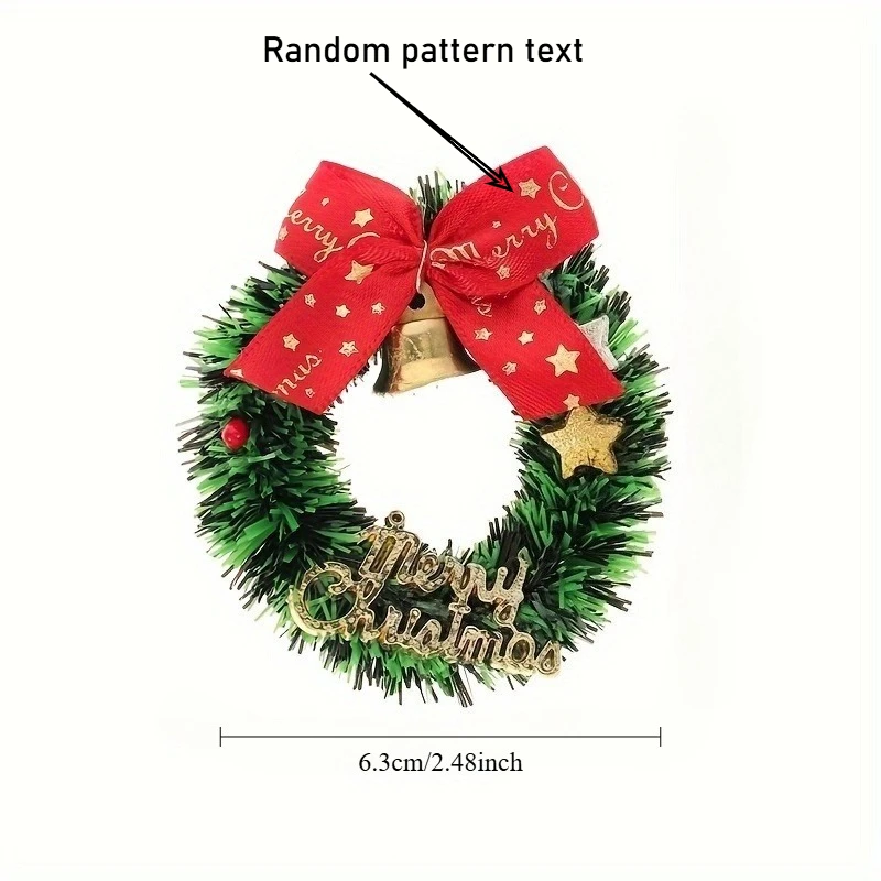 30 قطعة من أكاليل عيد الميلاد الصغيرة مع أقواس حمراء وأجراس ذهبية - ديكور عطلة بلاستيكي لعيد الميلاد وعيد الشكر والعام الجديد والزفاف