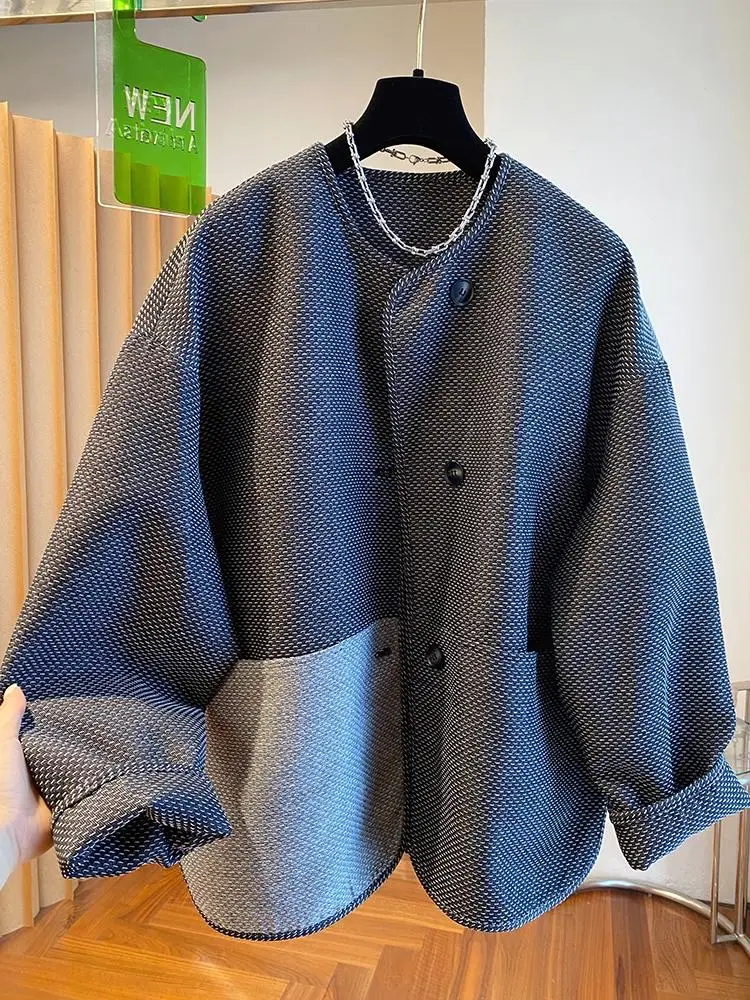 

SuperAen Korean Style Single Breasted Coats Women 2025 Autumn New Fashion Patchwork Gray Loose Casual Coats