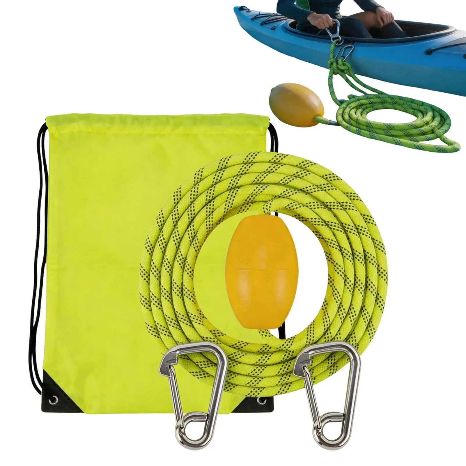 Floating Reflective Boat Tow Tubing Rope Stainless Steel Hook Harness for Wakeboarding Surfing River Lake Pool Outdoor Waterspor