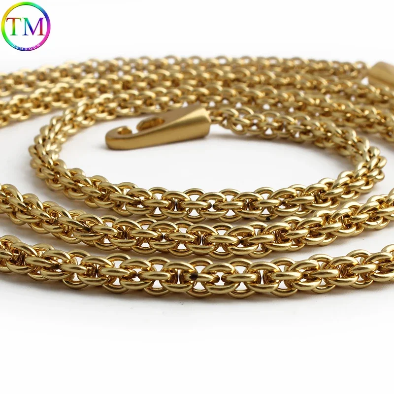 100/110/120/130Cm 8mm Satin Gold Metal Bag Chains Diy Chain For Women Bags Handbag Shoulder Purse Strap Bag Handle Accessories