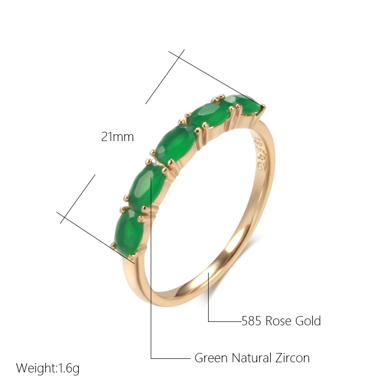 SYOUJYO Full Opal Green Natural Zircon Women\'s Ring 585 Rose Gold Color Vintage Wedding Jewelry Luxury Design Best Gift For Girl