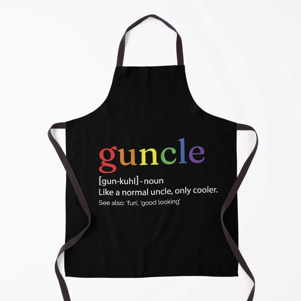 Fabulous Colorful Gay Uncle Guncle Rainbow Apron Home Supplies Waterproof women Kitchen Women christmas 2024 Apron