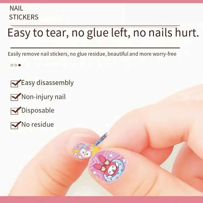 5pcs/set Cartoon Hello Kitty 3D Nail Stickers Fun Sanrio Melody Kuromi Nail Art Press on Nails Decoration Nail Art Decals