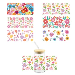 Art Flowers UV DTF Wrap Transfer Stickers Fashion Trend Design DTF Wrap For 16OZ Glasses Cups Mugs Decal Easy To Use