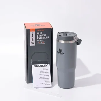 Stanleys 30oz 아이스 플로우 소프트 매트 시리즈용, 뚜껑 및 빨대 달린 스테인레스 스틸 진공 절연 컵, 스틸 커피 컵, 자동차 머그잔