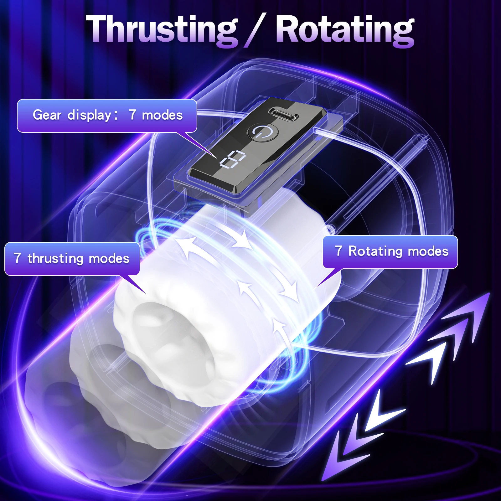 HESEKS Automatic Male Masturbator 7 Thrusting Rotation Masturbating Sex Machine Auto Stroker Real Vagina for Men Adult Goods