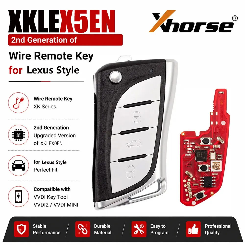 XHORSE XKLEX5EN Universal Wire Remote Key 2nd Generation of XKLEX0EN XK Series Car Remote Key for Lexus Style for VVDI Mini Tool