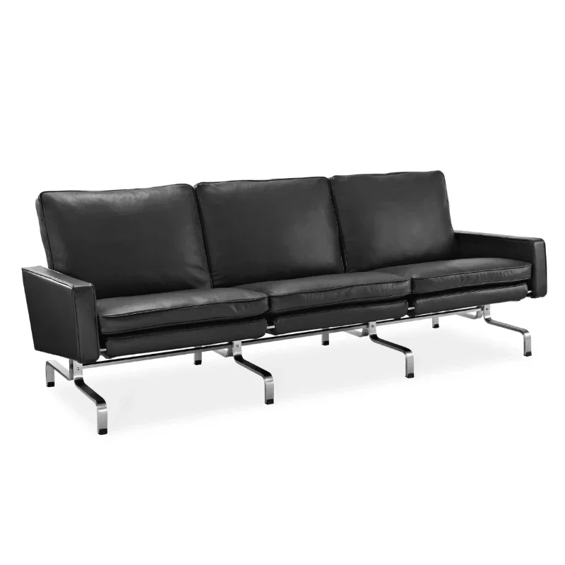 Leather sofa light luxury Nordic leather living room simple modern office