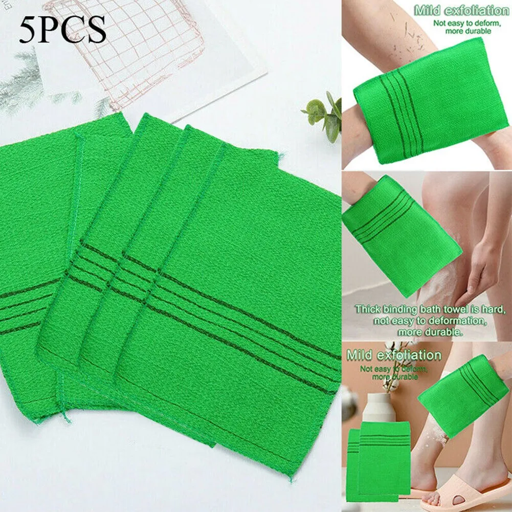 5Pcs Shower Bath Scrub Glove Korean Exfoliating Body Scrub Shower Towel Washcloth Portable For Adults Coarse Grain Brushes