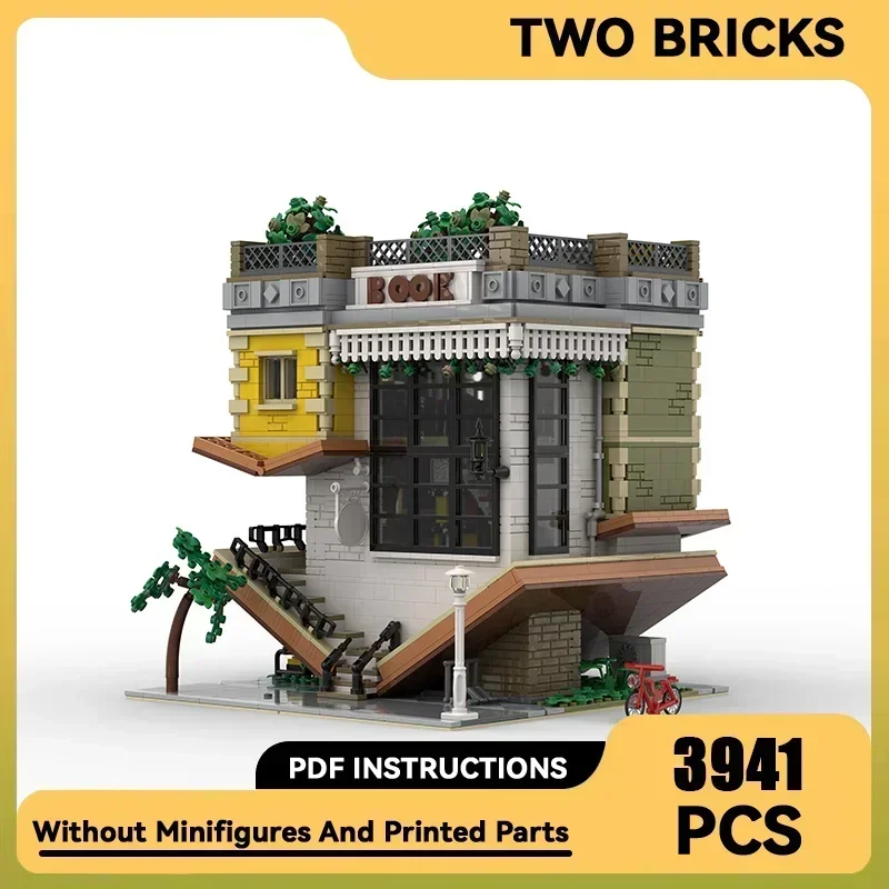 City Street View Model Moc Building Bricks Inverted Bookstore Technology Modular Blocks Gifts Christmas Toys DIY Sets Assembly