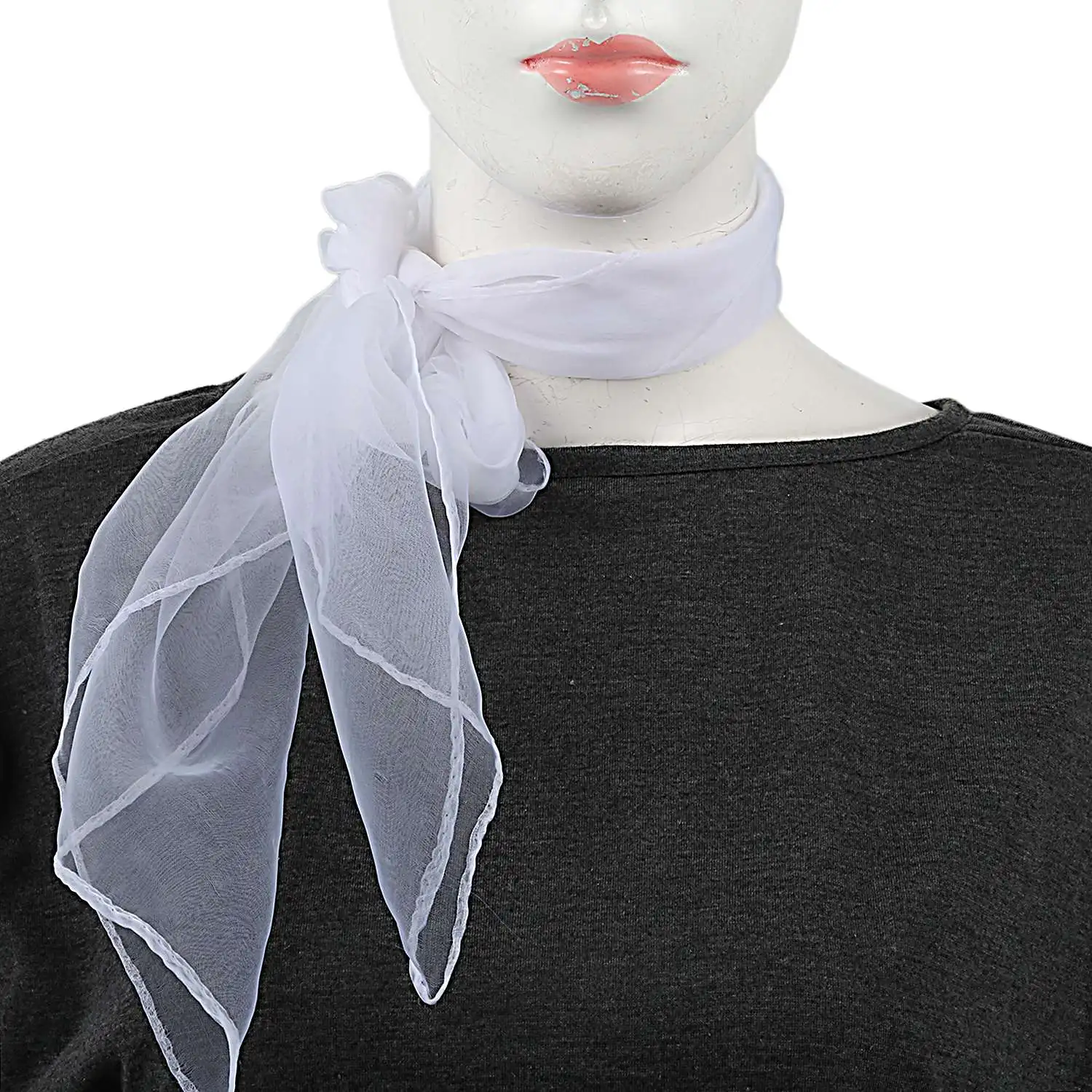 

Sauare Scarf Lovely Fashion Plain Square Chiffon neck Scarf Head Scarves 70 cm x 70cm (White)