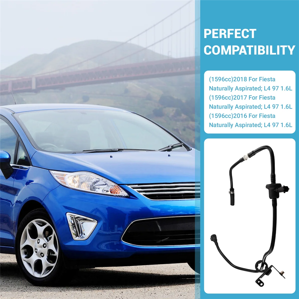 D2BZ-9C047-F Ford Fiesta 2014-2019 1.6L 밸브 호스 용 터보 연료 증기 캐니스터 퍼지 벤트 튜브 솔레노이드 수리 키트