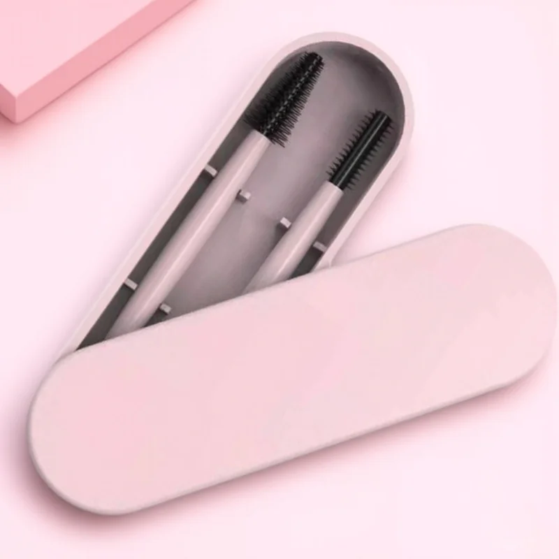 1Set Makeup Brush Set with Box Pink Silicone Eyelash Eyebrow Comb Gentle Bristles for Easy Clean