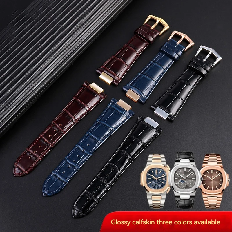 For PP Patek Philippe Genuine Leather Watch Belt 5711 5712g Nautilus Watch Strap Special Interface 25mm*13mm Men Watchband