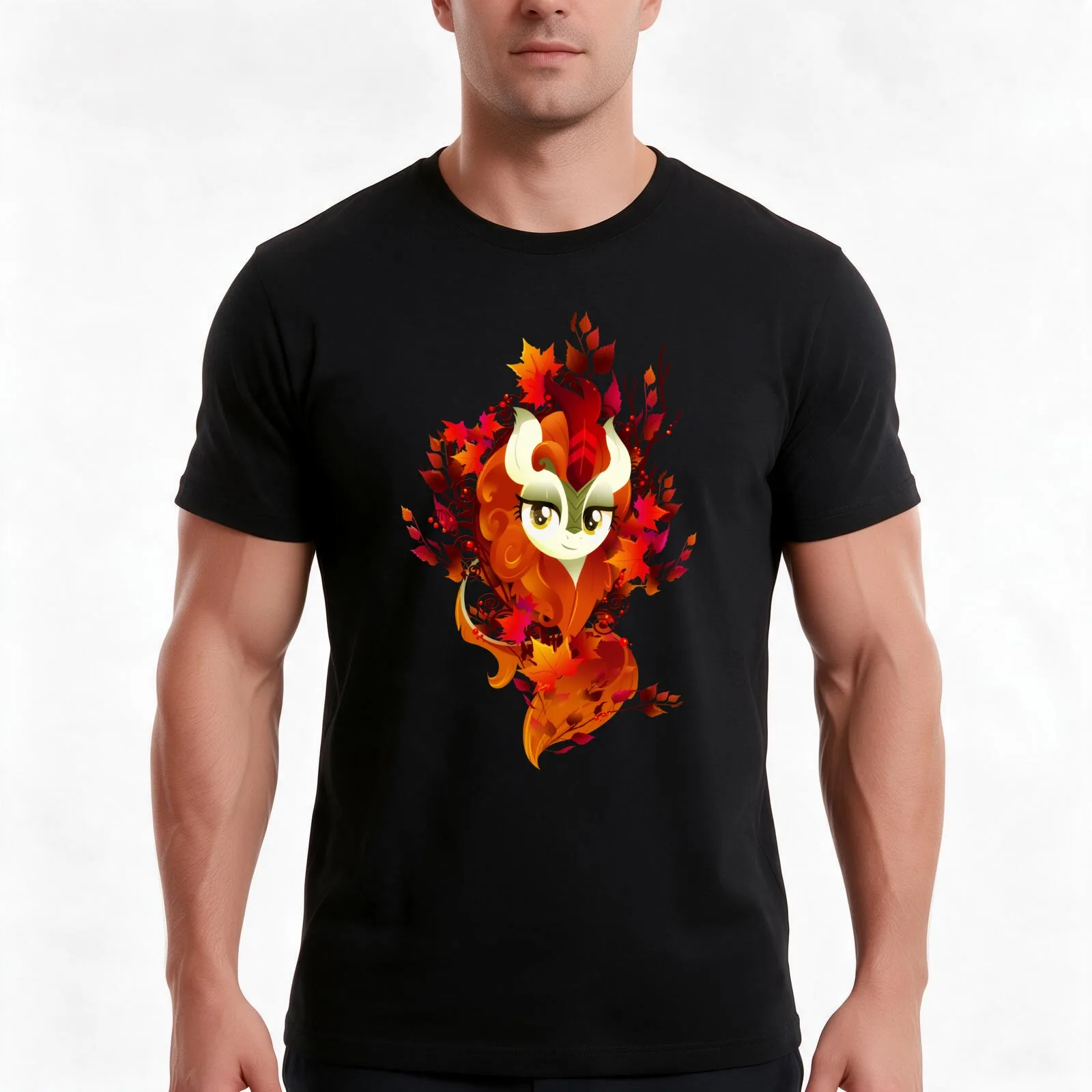 Autumn Blaze T-Shirt, Summer Casual Cotton Tee, Oversized Streetwear Tops, Vintage Graphic Print, Loose Fit Short Sleeve