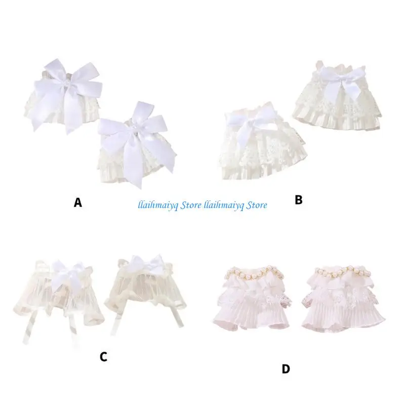573B Elaborate Pearls Wrist Cuffs Detachable Wristband Elegant Pleated Lace Brim False Wristband for Sweater Accessories