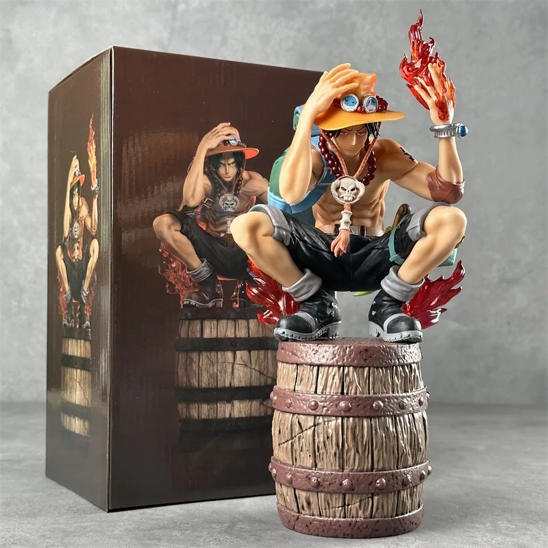 Figures 25cm One Piece Portgas D Ace Anime Figure Ace Action Figures Gk Figurine Pvc With Alcohol Barrel Statue Model Doll Toys