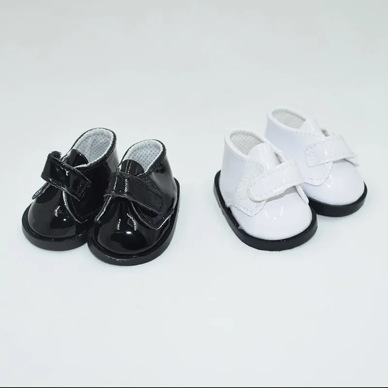 1 Pair Doll Shoes Accessories 5.5CM Toy Shoes Doll Dressing Accessories Black And White Leather Shoes