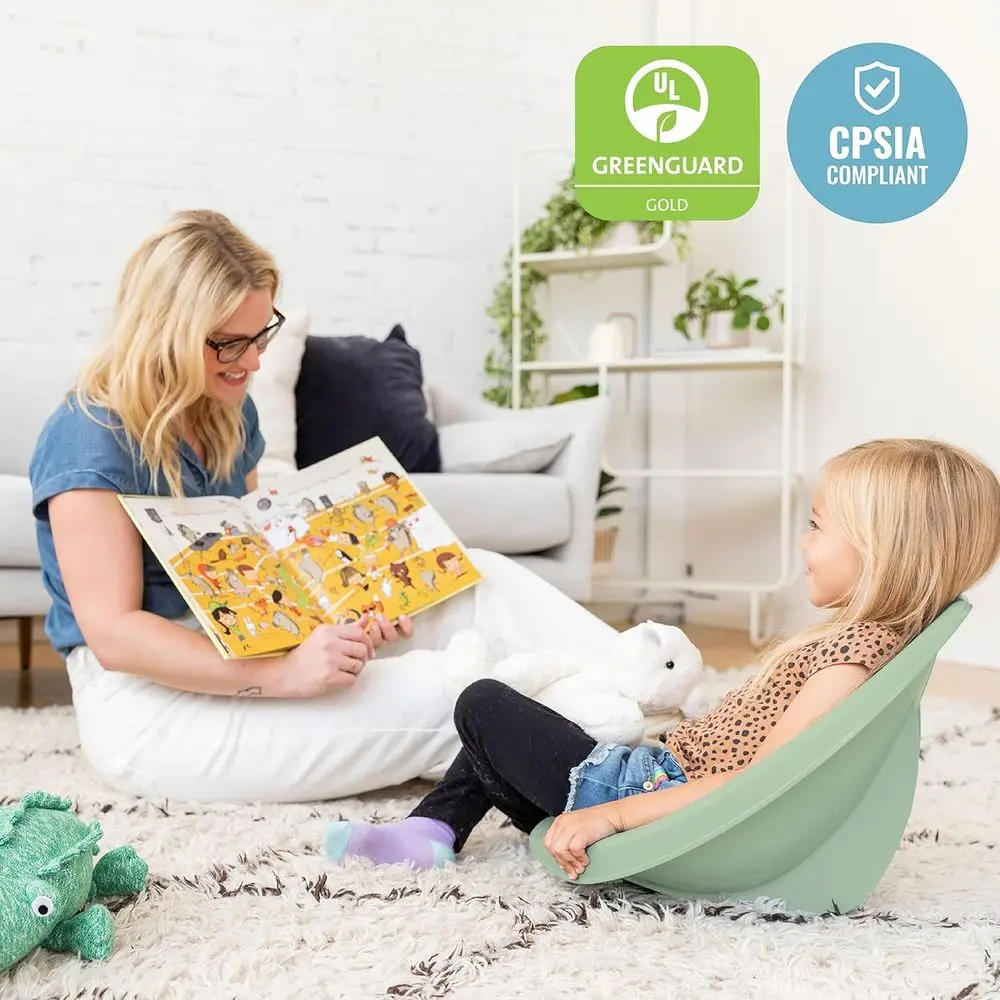 6-Piece Sage Grey Rocker Floor Set with Leaf Design