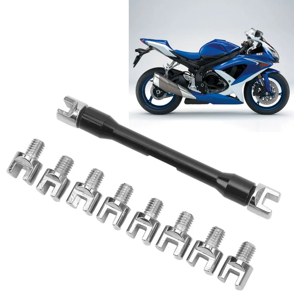Black Long Handle Motorcycle Spoke Wrench 5.0-6.8mm Clear Plastic Case Spoke Tension Wrench 10 Interchangeable Tips