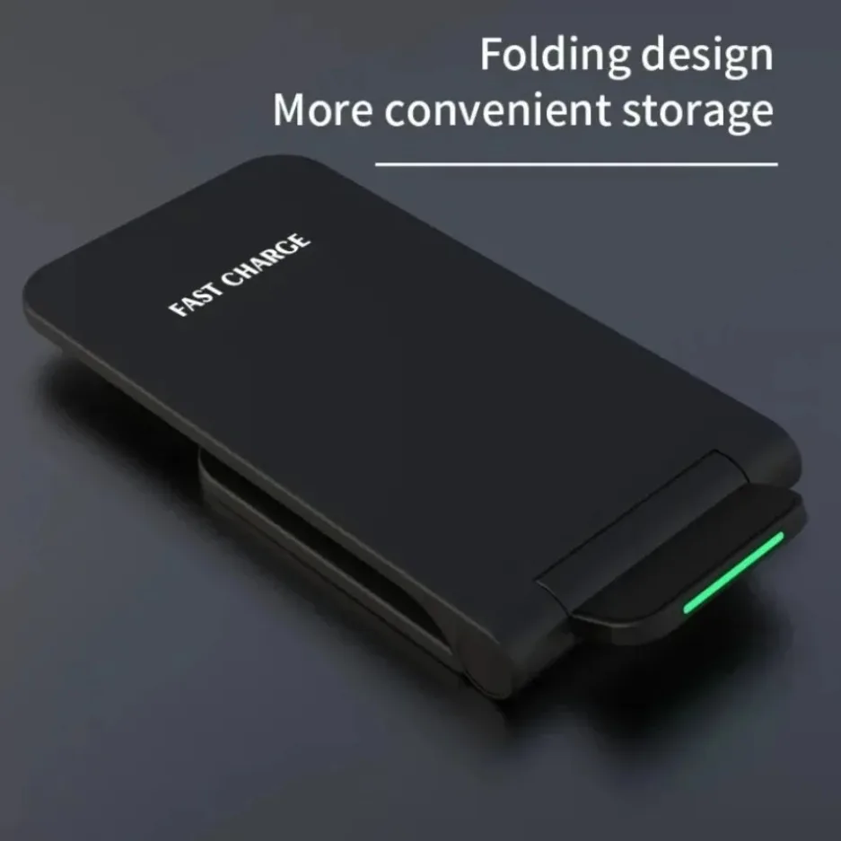 Foldable Wireless Charger Stand Pad for iPhone 17 16 15 14 13 Pro Max Samsung Phone Holder Induction Fast Charging Dock Station