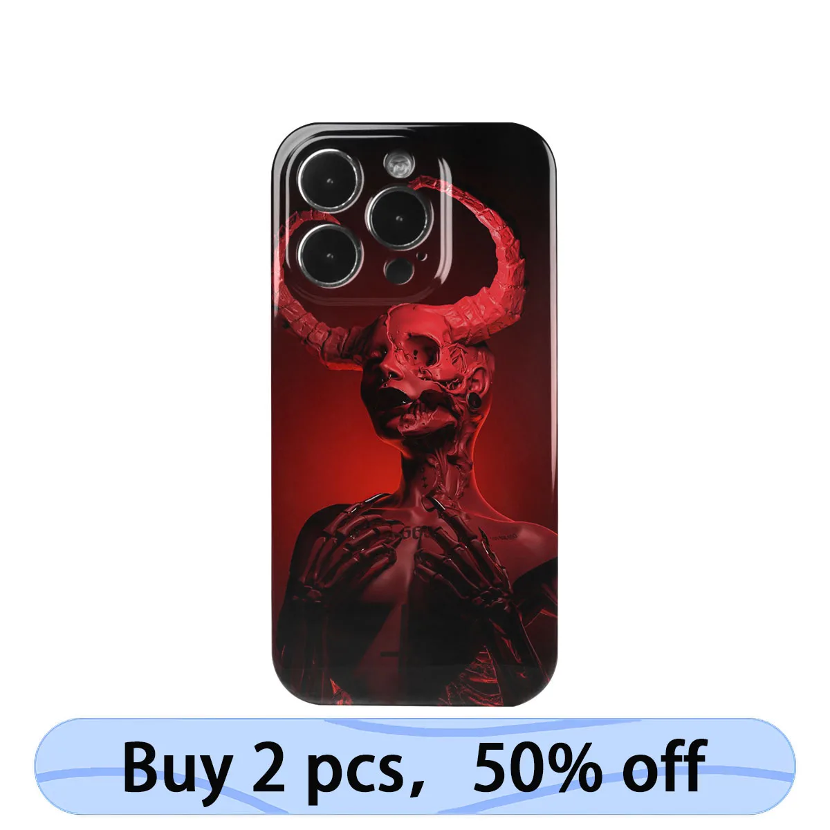 Coque iPhone Art Phone Case Dark Satan Devil Rock & Roll Cover for iPhone 15 14 13 12 11 Pro Max Plus IMD 2 in 1