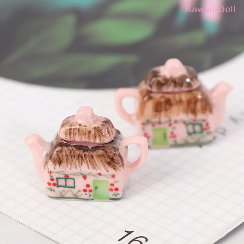 1Pcs 1/12 Miniature Dollhouse Lovely Porcelain Cup Water Kettle Tableware Kitchen Toy