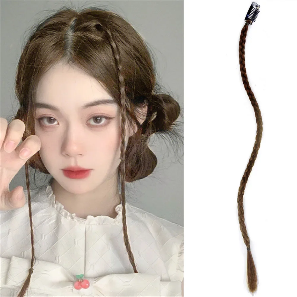 Y2K المرأة التقلبات شعر مستعار جديلة فتاة موضة شعر مستعار جديلة العجين المقلي جديلة Traceless غير مرئية BB كليب الملاكمة جديلة #1